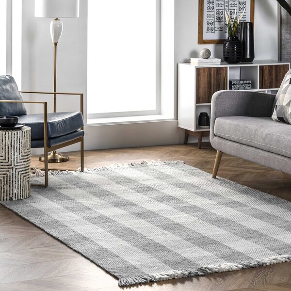 Nuloom Ellis Hand Woven Farmhouse Plaid Fringe Area Rug 5ft x 8ft SVCH01A-508 - main